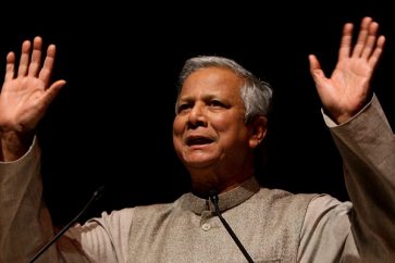 MILAN, ITALY - FEBRUARY 01:  Grameen Bank Managing Director and Nobel Peace Prize Laureate Muhammad Yunus speaks during the lecture ' A world without poverty ' on February 1, 2010 in Milan, Italy. Yunus was awarded the 2006 Nobel Peace Prize for founding the Grameen Bank microcredit program in Bangladesh.  (Photo by Vittorio Zunino Celotto/Getty Images)