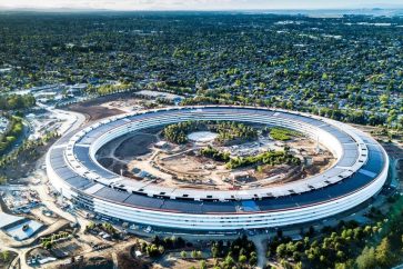Cupertino CA USA April 23, 2017: Aerial photo of Apple new campus building