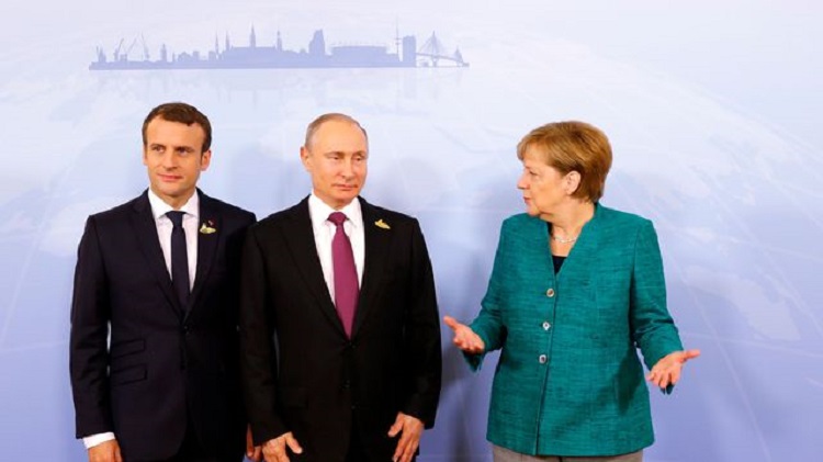 Macron, Poutine et Merkel