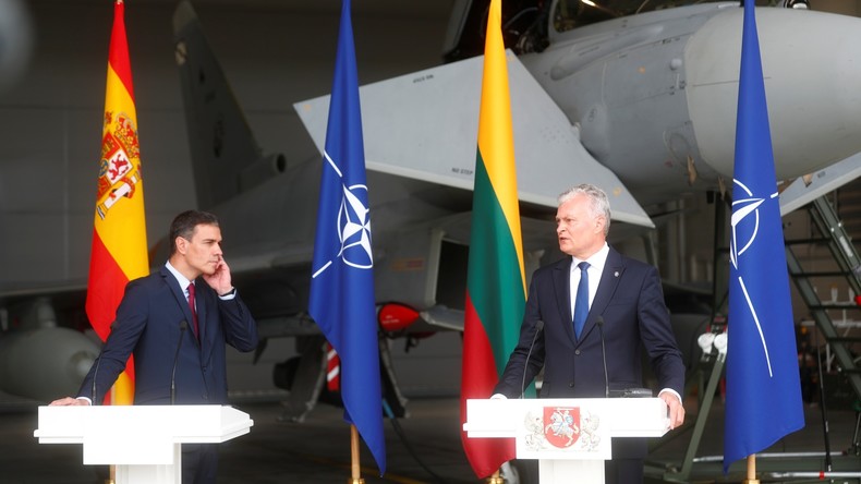 Le Premier ministre espagnol Pedro Sanchez et le président lituanien Gitanas Nauseda