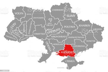 Kherson red highlighted in map of the Ukraine