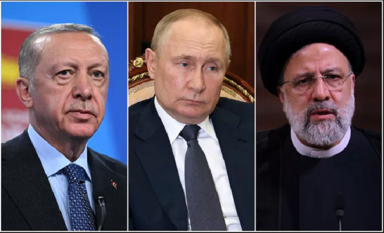 Les présidents Erdogan, Poutine et Raïssi