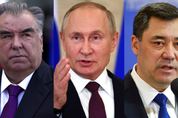 Emomali Rahmon, Vladimir Poutine et Sadyr Japarov (image d'illustration).