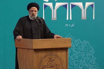 Le président Ebrahim Raïssi, lors d'une visite à une université à Téhéran, le 7 décembre 2022.