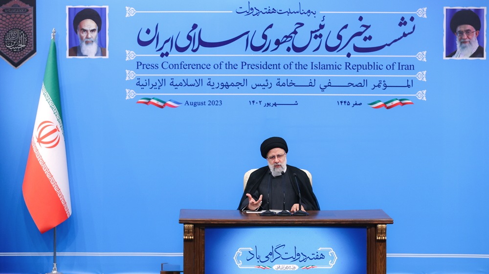 Le président iranien Ebrahim Raïssi s'exprime lors d'une conférence de presse à Téhéran, le 29 août 2023. (Photo de president.ir)