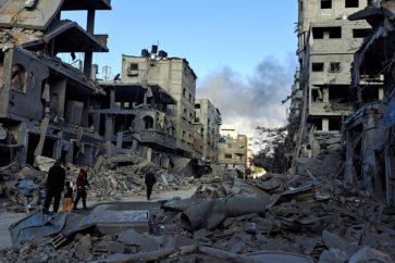 Destruction des quartiers résidentiels suite aux bombardements israéliens contre Gaza.