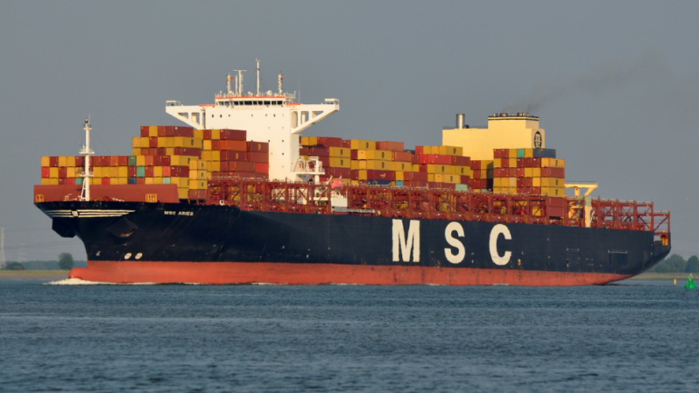 Le MSC Aries saisi le 13 avril dans le détroit d'Ormuz © VesselFinder