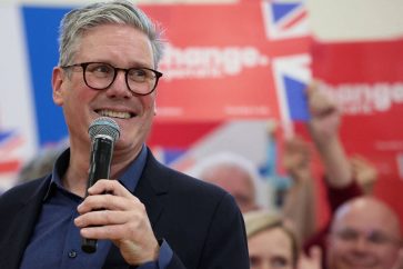 Le patron du parti travailliste Keir Starmer lors de la campagne électorale à Redditch, le 3 juillet 2024. © Reuters