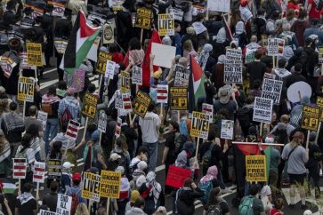 Manifestation à Washington, DC en solidarité avec les Palestiniens le 5 avril 2025