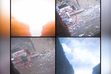 Capture d’écran d’une vidéo montrant le moment tragique où une jeune fille palestinienne de 11 ans, Amena Ashraf al-Mufti, est ciblée par une frappe de drone israélien à Jabalia, au nord de la bande de Gaza.