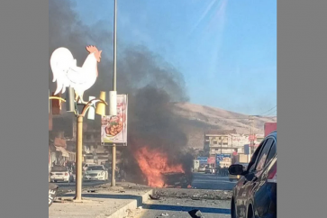 Frappe israélienne contre un véhicule sur la route de Masnaa, à l'est du Liban, coutant la vie à 6 martyrs, dont un membre du FPLP, le 7 aout 2025.