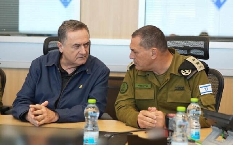Le général Eyal Zamir, chef d'état-major de l’armée d’occupation israélienne et le ministre de la guerre Israel Katz