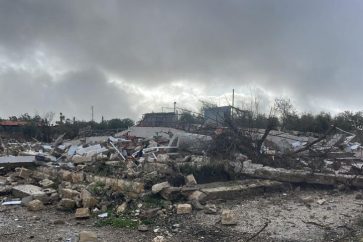 Une maison détruite par les forces d'occupation israéliennes dans la localité frontalière de Yaroun, au sud du Liban.